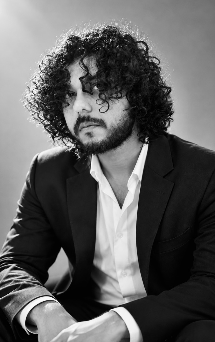 Black and white portrait of Shivam Shukla